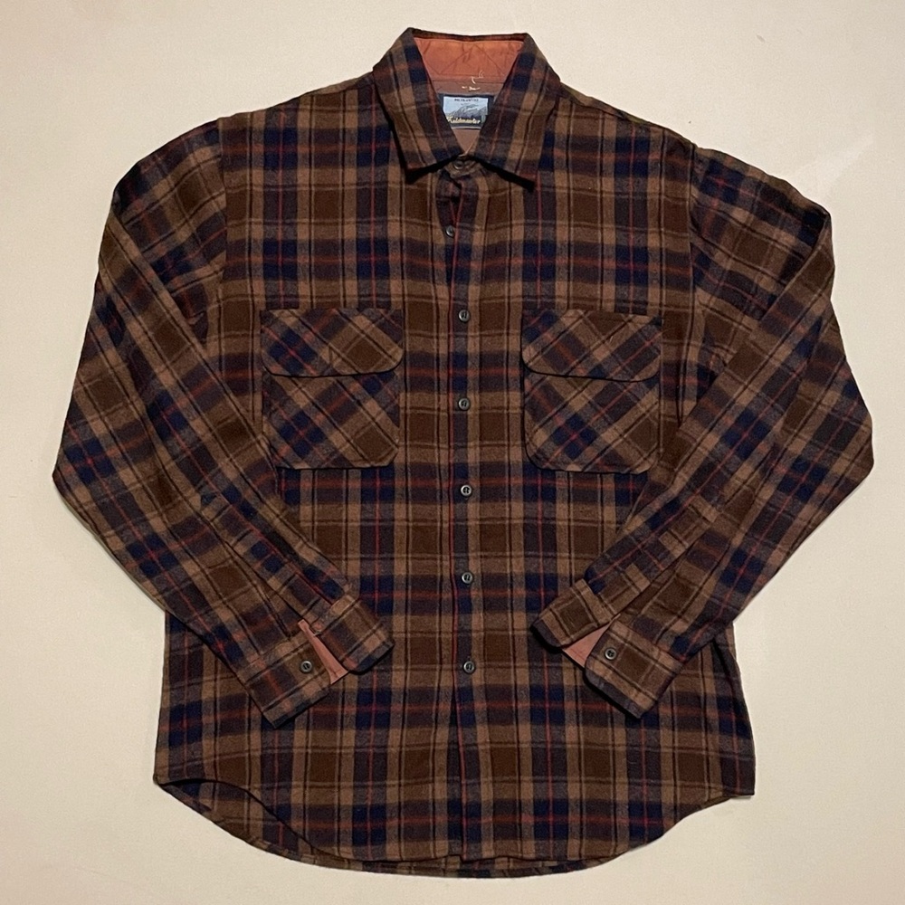 Fieldmaster Men's Vintage Brown Plaid Button Up Flannel Sz. Medium